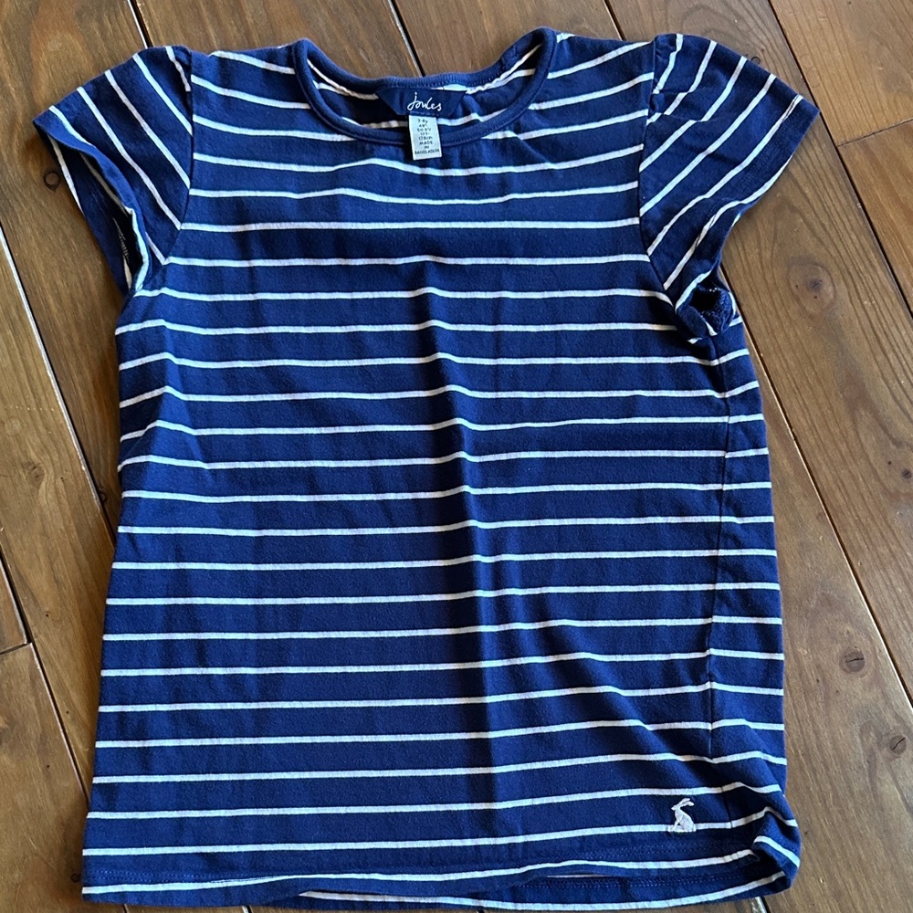 Joules Navy and White Striped Kids Tee